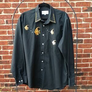 Las Olas Men's Button up Tropical Fish Embellished Shirt size XL